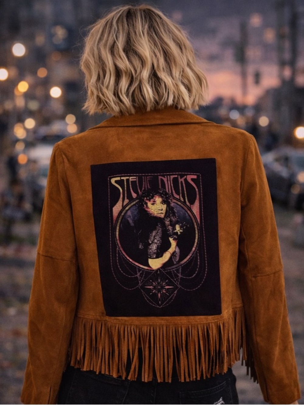 Stevie Nicks Upcycled Faux Suede Waterfall Cropped Jacket Size S CUSTOM OOAK